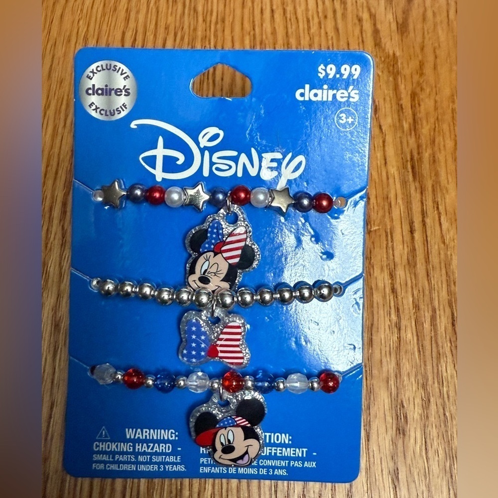 Disney Mickey & Minnie Red, White and Blue 4th of July Bracelet Set with Charms
